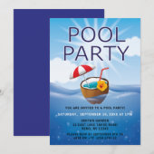 Invitation Fête Moderne Simple au Piscine (Devant / Derrière)