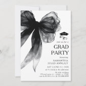 Invitation Fête moderne tendance Black Bow Graduation Party (Devant)