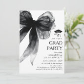 Invitation Fête moderne tendance Black Bow Graduation Party (Debout devant)