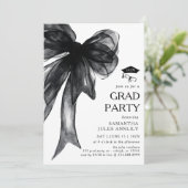 Invitation Fête moderne tendance Black Bow Graduation Party (Debout devant)