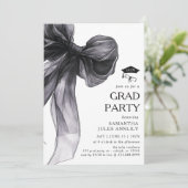 Invitation Fête moderne tendance Black Bow Graduation Party (Debout devant)