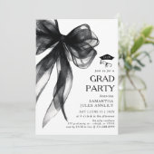 Invitation Fête moderne tendance Black Bow Graduation Party (Debout devant)