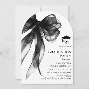 Invitation Fête moderne tendance Black Bow Graduation Party