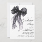 Invitation Fête moderne tendance Black Bow Graduation Party (Devant)