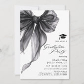 Invitation Fête moderne tendance Black Bow Graduation Party (Devant)