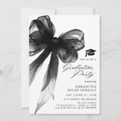 Invitation Fête moderne tendance Black Bow Graduation Party (Devant)