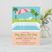 Invitation Fête Moderne Tropicale au Bord de la Piscine Été P (Debout devant)