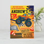Invitation Fête Monster Truck Jam Enfants Anniversaire (Debout devant)