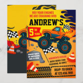 Invitation Fête Monster Truck Jam Enfants Anniversaire (Devant / Derrière)