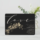 Invitation Fête Moody Vert Beige Black Engagement Party (Debout devant)