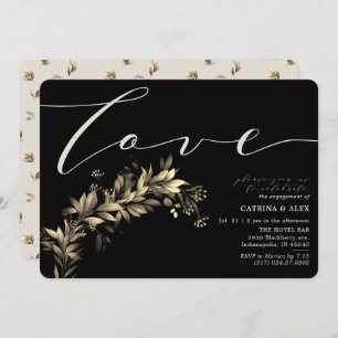 Invitation Fête Moody Vert Beige Black Engagement Party