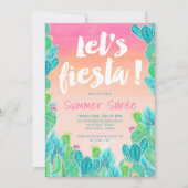 Invitation Fête motif Cactus aquarelle été (Devant)