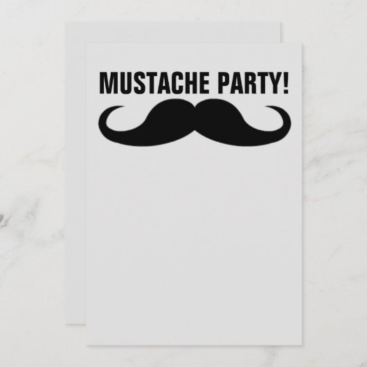 INVITATION FÊTE MUSTACHE !INVITATIONS. VOUS PERSONNALISEZ (Devant / Derrière)