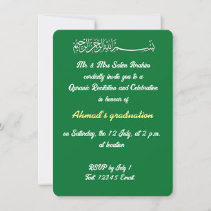 Invitation Fête musulmane verte