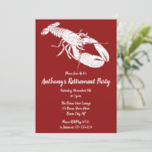 Invitation Fête nautique du homard rouge et blanc (Debout devant)