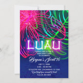 Invitation Fête néon Aloha tropicale Luau électrique (Devant)