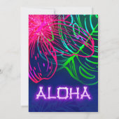 Invitation Fête néon Aloha tropicale Luau électrique (Dos)