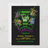 Invitation Fête Neon, Bus de fête, Tout âge, Fête Glow, 21 an (Devant)