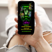 Invitation Fête Neon, Bus de fête, Tout âge, Fête Glow, 21 an