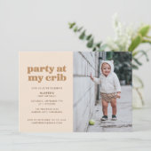 Invitation Fête Neutre à My Crib 1st Birthday Party (Debout devant)