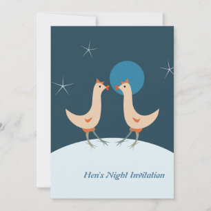 Invitation Fête Nocturne des Poules Lune Drôle de Poulet