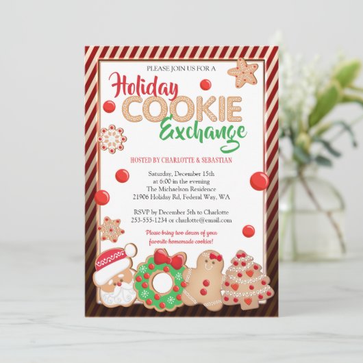 Invitation Fête Noël Cookie Exchange Party (Debout devant)