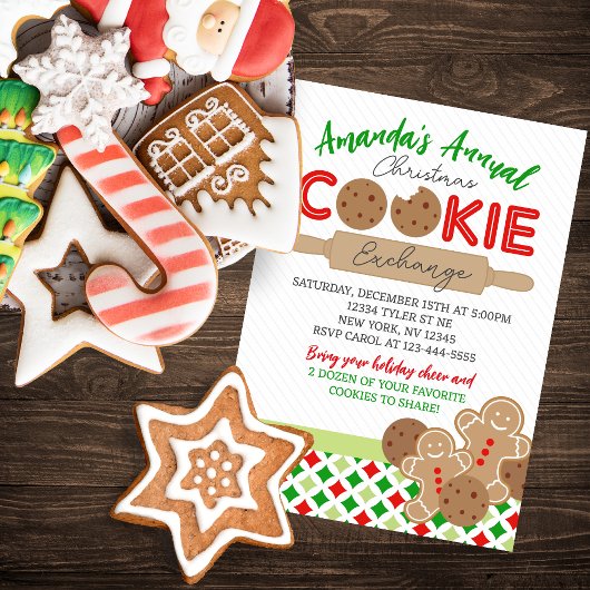 Invitation Fête Noël Cookie Exchange Party