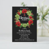 Invitation Fête NOËL FÊTE Wreath Black Red White (Debout devant)