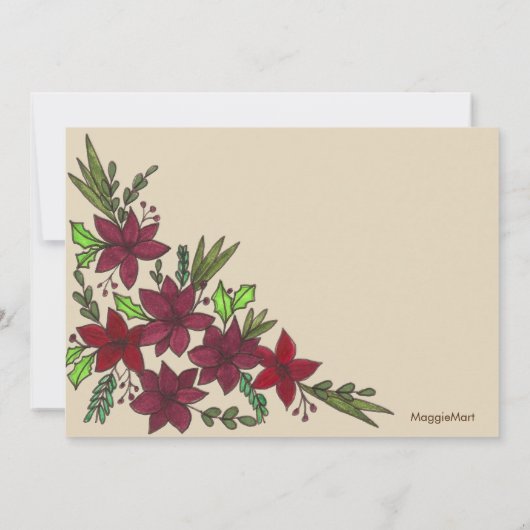 Invitation Fête Noël Floral Enregistrer la date (Dos)