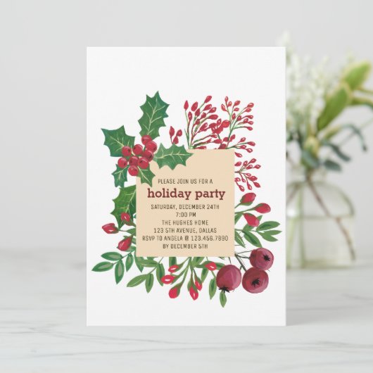 Invitation Fête Noël Foliage (Debout devant)