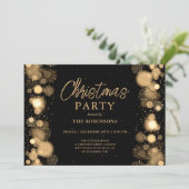 Invitation Fête Noël Gold Lumières neige (Debout devant)