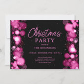 Invitation Fête Noël Hot rose neige lumières (Devant)