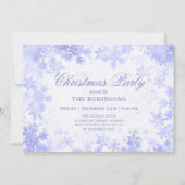 Invitation Fête Noël Marine Blue Snowflakes (Devant)