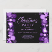 Invitation Fête Noël Purple Lumière de neige (Devant)