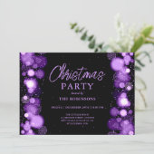 Invitation Fête Noël Purple Lumière de neige (Debout devant)