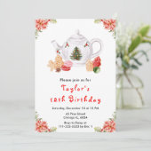 Invitation Fête Noël Thé Anniversaire Fête Rouge (Debout devant)