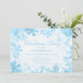 Invitation Fête Noël Turquoise Snowflakes (Debout devant)