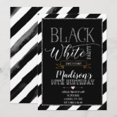 Invitation Fête noir et blanc (Devant / Derrière)