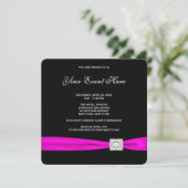 Invitation Fête noir et rose vif (Debout devant)