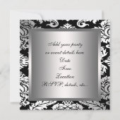 Invitation Fête Noir Noir Argent (Dos)