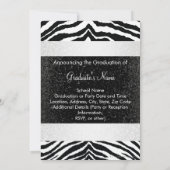 Invitation Fête noire et blanche Zèbre Graduation (Dos)