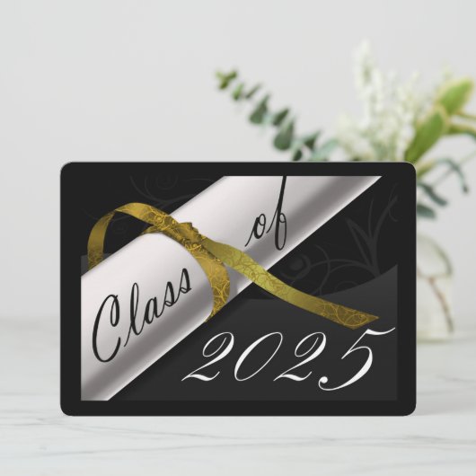 Invitation Fête noire et or (Debout devant)