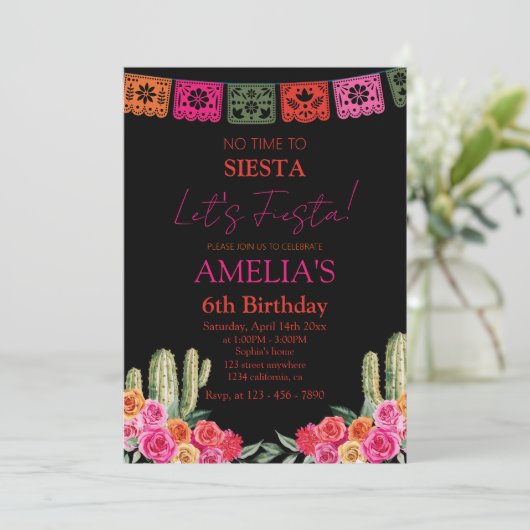 Invitation Fête noire mexicaine (Debout devant)
