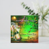 Invitation Fête Nouvel An Or Vert (Debout devant)