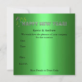 Invitation Fête Nouvel An Or Vert (Dos)