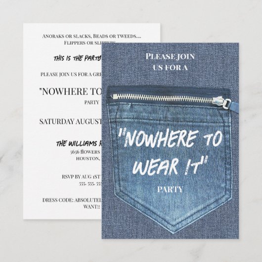 Invitation Fête "Nulle part pour le porter" (Devant / Derrière)