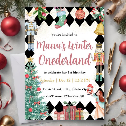 Invitation Fête Nutcracker Hiver Onederland