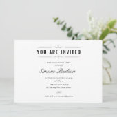 Invitation Fête officielle de graduation noire et blanche (Debout devant)