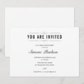 Invitation Fête officielle de graduation noire et blanche (Devant / Derrière)