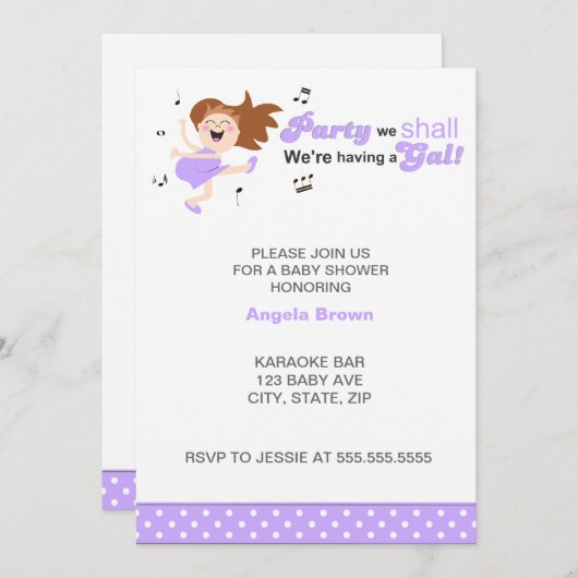 Invitation Fête on va avoir un baby shower fille (Devant / Derrière)